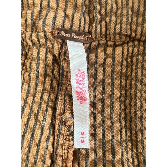 Free People Womens Star Of Wonder Striped Brown Wide-Leg Pants Medium - Picture 6 of 15